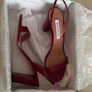 Aquazzura Burgundy Block Heel Sandals